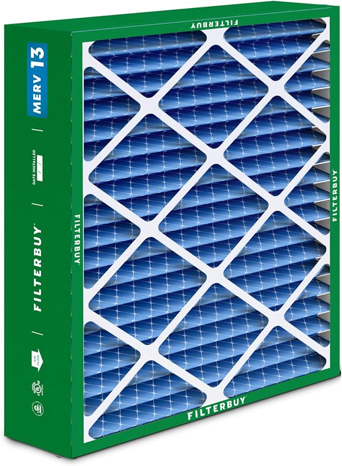 Filterbuy 20x25.25x3.5 Air Filter MERV 13 Optimal Defense (2-Pack), Pleated HVAC AC Furnace Air Filters Replacement for Aprilaire Space-Gard 102/2120 (Actual Size: 19.94 x 25.38 x 3.75 Inches)