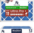 MervKing 16x25x1 Air Filter Actual Size: 15.7" x 24.7" x 0.75" MERV 11 MPR 1000-1200 | MADE IN USA | 12-Pack | Pleated HVAC AC Furnace Replacement