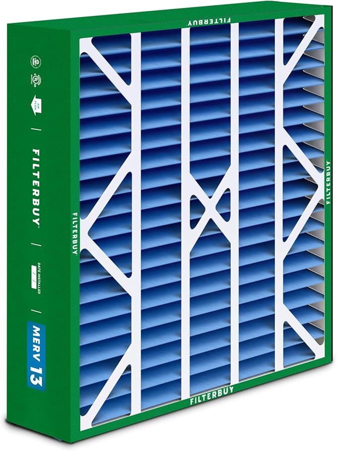 Filterbuy 20x25x6 Air Filter MERV 13 Optimal Defense (1-Pack), Pleated HVAC AC Furnace Air Filters for Aprilaire Space-Gard 201/2200 / 2250 & Lennox (Actual Size: 19.75 x 24.25 x 6.00 Inches)