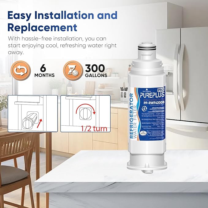 PUREPLUS DA97-17376B NSF 53&42 Certified Water Filter Replacement for Samsung HAF-QIN, HAF-QIN/EXP, DA97-08006C, RF23M8070SG, RF23M8070SR, RF23M8090SG, RF23M8090SR, RF23M8570SR Refrigerator, 1Pack