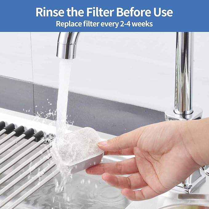 20 Pack Ceramic Cat Water Fountain Replacement Filters - 16 Pet Fountain and 4 Foam Filters for Tritone/Fiumi Ceramic Pet Lotus Drinking Fountain