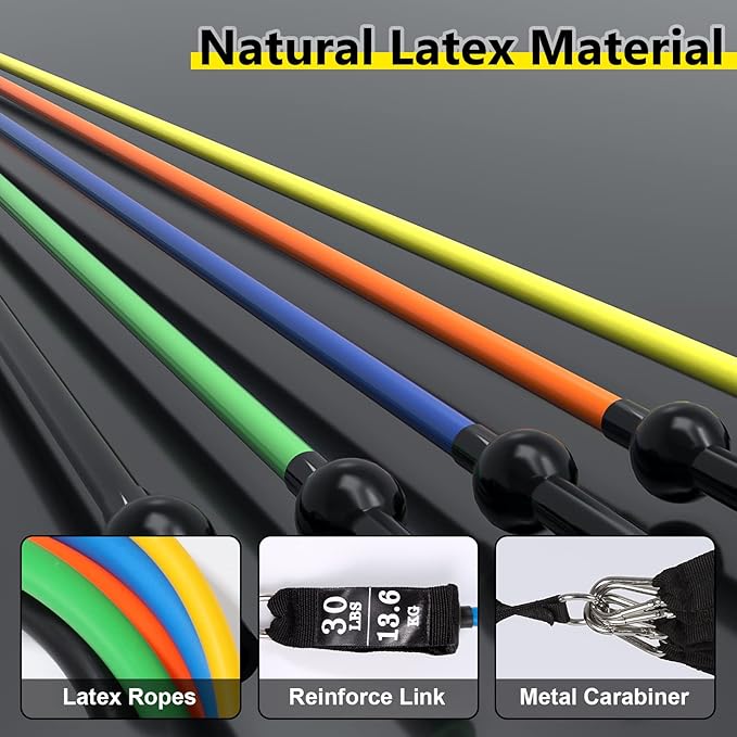Resistance Bands Set, Workout Bands with Handles, Door Anchor, Ankle Straps and Carry Bag, Exercise Bands for Shape Body and Home Workouts-FlexoryFit