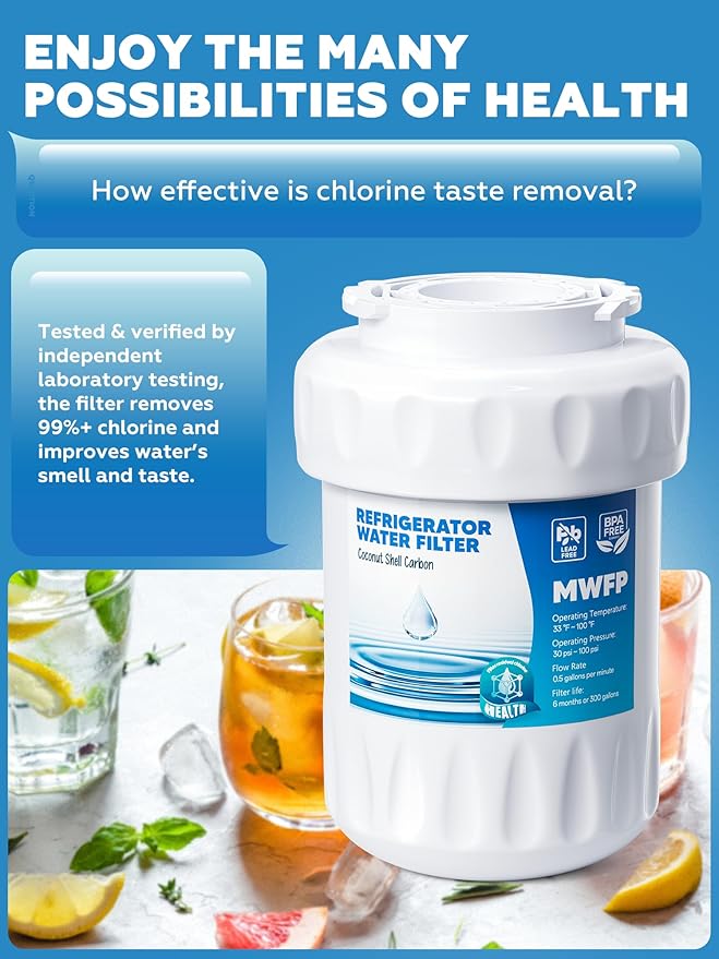 RWF0600A Water Filter, Fit for MWF GE Water Filter, GE MWF, SmartWater MWFP, MWFA, GWF, HDX FMG-1, WFC1201, RWF1060, 197D6321P006, Kenmore 9991, 2packs By AVXBYR