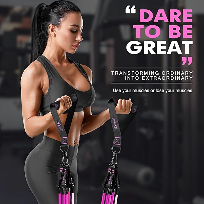 HPYGN Resistance Bands, Exercise Bands with Handles, Fitness Bands, Workout Bands with Door Anchor and Ankle Straps, for Heavy Resistance Training, Physical Therapy, Shape Body, Yoga, Home Workout Set-FlexoryFit
