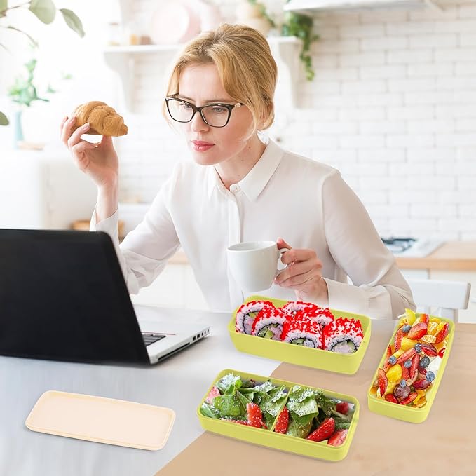 Iteryn Bento Box Lunch Box, 3 Layers Stackable Lunch Containers with Compartments-Leakproof Eco-Friendly Meal Prep Containers-FlexoryFit