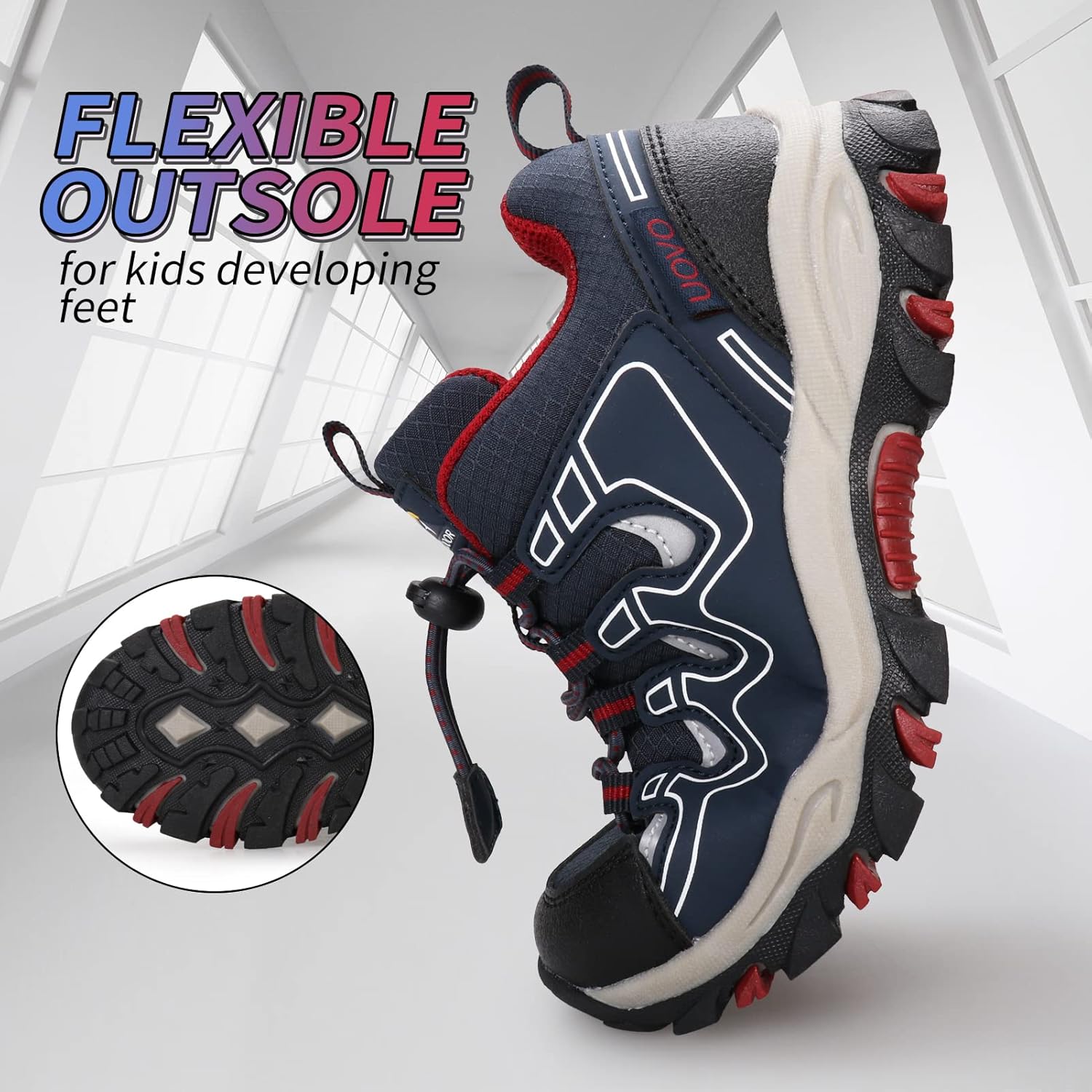Boys Girls Hiking Trail Shoes Waterproof Slip Resistant Outdoor Trekking Walking Running Sneakers(Little/Big Kids)