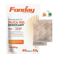 40Packs x 50Gram Fonday Rechargeable Silica Gel Desiccant Packets Food Grade Fast Reactivate Desiccant Bags Moisture Indicating Orange to Green