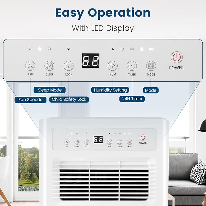 COSTWAY 2500 Sq. Ft Dehumidifier for Basement, 32 Pints Portable Quiet Dehumidifier for Bedroom Bathroom with Sleep Mode, 24H Timer, Auto Shut Off, Auto Defrost & Drain Hose (Yellow)