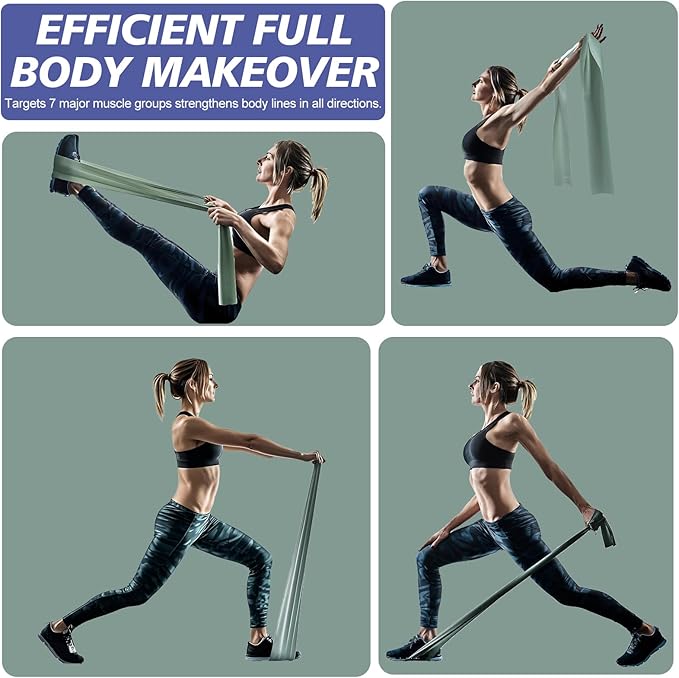 Workout Resistance Bands - Natural Latex Exercise Bands for Physical Therapy, Stretching, Yoga, Pilates, Strength Training & Home/Gym Fitness-FlexoryFit