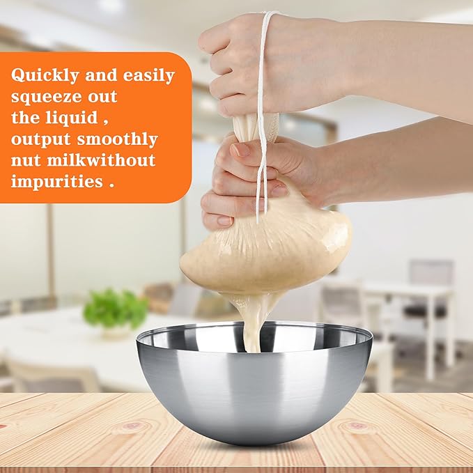 4 Pack Nylon Nut Milk Bag 12 × 8 Inches Fine Mesh Cheese Cloth Multiple Usage Reusable Food Strainer Professional Cold Brew Filter for Straining Juice Coffee Yogurt Tea (Cotton, 12×8 In)