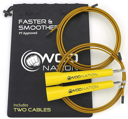 WOD Nation Adjustable Speed Jump Rope For Men, Women & Children - Blazing Fast Fitness Skipping Rope Perfect for Boxing, MMA, Endurance-FlexoryFit