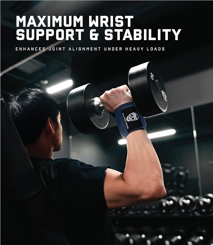 Gymreapers Weightlifting Wrist Wraps (IPF Approved) 18" Professional Quality Wrist Support with Heavy Duty Thumb Loop - Best Wrap for Powerlifting Competition, Strength Training, Bodybuilding-FlexoryFit