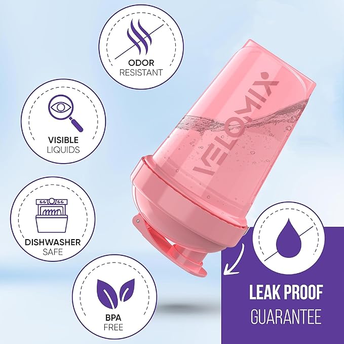 '-2 Pack- 20 oz Protein Shaker Bottles for Protein Mixes - 2x Wire Whisk | Leak Proof Shaker Cups for Protein Shakes and Pre Workout | Protein Shaker Bottle Pack | Protein Mixer Cup (Pink&Black)-FlexoryFit