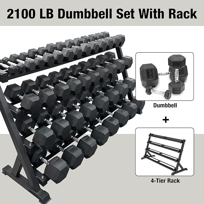 550 lbs 1200lbs 2100 lbs Dumbbells Weight Set, Hex Dumbbell Sets, Gyms Weights Dumbbells Sets, Weight Set for Home Gym, Strength Training, Fitness Center Equipment-FlexoryFit