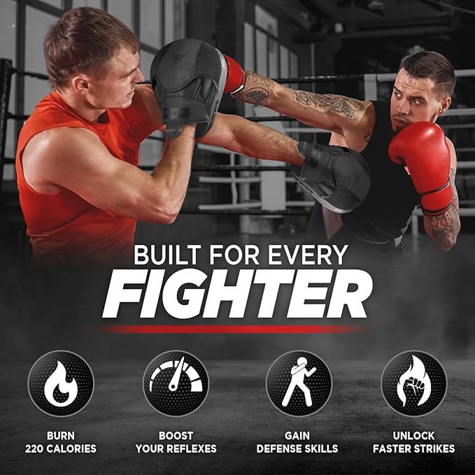WYOX Curved Boxing Punch Mitts – Boxing Pads Training Set, Punching Mitts for Adults, Kickboxing Pads, Muay Thai Pads, Karate Pads, MMA Training Equipment, Martial Arts Focus Pads