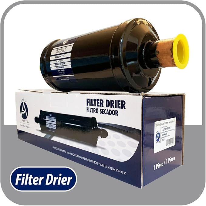 Appli Parts APFD-419S 1-1/8 in Liquid Line Refrigerant AC Filter Drier hvac Refrigeration 419S ODF Sweat Solder connection universal unidirectional 10-1/2 in long 3-3/4 in wide