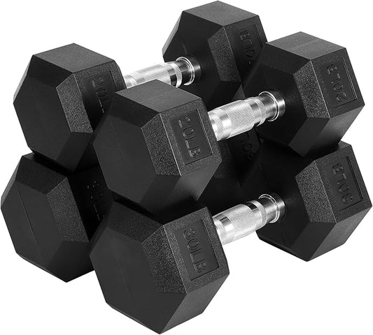 Hex Dumbbells Set, PVC Coated Exercises & Fitness Dumbbell Weights Set for Strength Training Home Gym-FlexoryFit