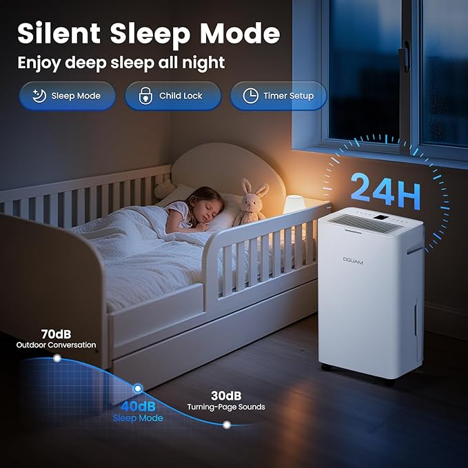 Dehumidifier, Compressor Dehumidifier for Basement 4500 Sq.Ft, Energy Efficient Max 80 Pint/D (Std 60 Pint/D), Smart Humidity Control, Drain Hose, 42dB Quiet & Auto Defrost, for Home, Bedroom