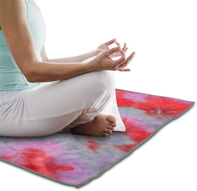 Yoga Towels , Non Slip Hot Yoga Towel Skidless Waffle Texture, 100% Absorbent Odorless Microfiber Yoga Blanket, Standard Sized 24 inchx72 inch Mat Towel (Pink & Red)1-FlexoryFit