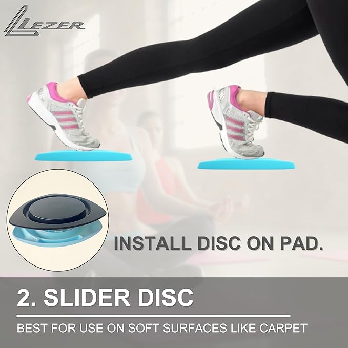 LEZER 2 IN 1 Yoga Knee Pad Slider, Core Gliding Disc, Extra Thick Yoga Mat, Cushion, Wrist Support, Exercise, Home Gym Workout Equipment, Honeycomb Structure, Set of 2-FlexoryFit