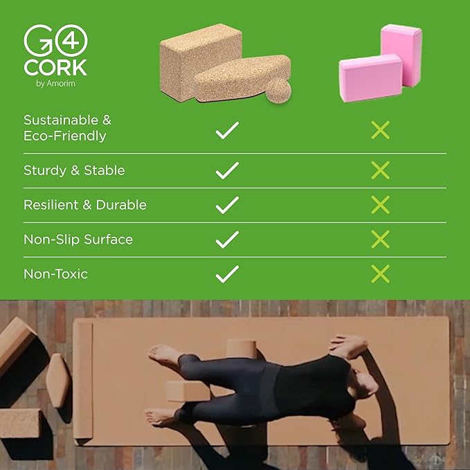 Go4Cork Cork Yoga Block for Yoga, Pilates & Meditation | Non-Slip, Hypoallergenic, Sustainable, Non-Toxic Yoga Block-FlexoryFit