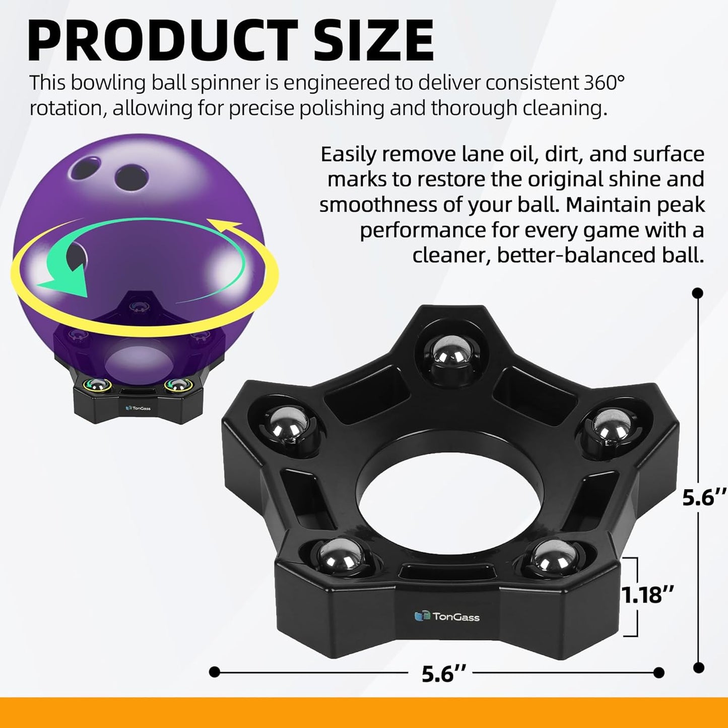 TonGass (3-Pack Bowling Rotating Ball Cup, Bowling Cup Display Stand with Bearing Spinner Holder, Spare Balls Holder Spinner for Bowlings Sports Ball Display Stand Suitable for All Balls Types