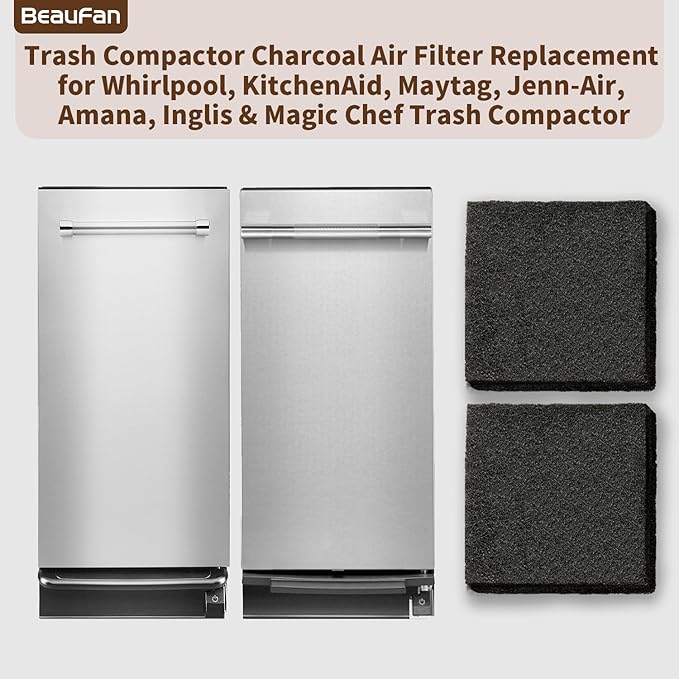 6 Pack 4151750 554358 Trash Compactor Charcoal Air Filter Replacement for Whirlpool/KitchenAid/Maytag/Jenn-Air/Amana/Inglis/Magic Chef Trash Compactor