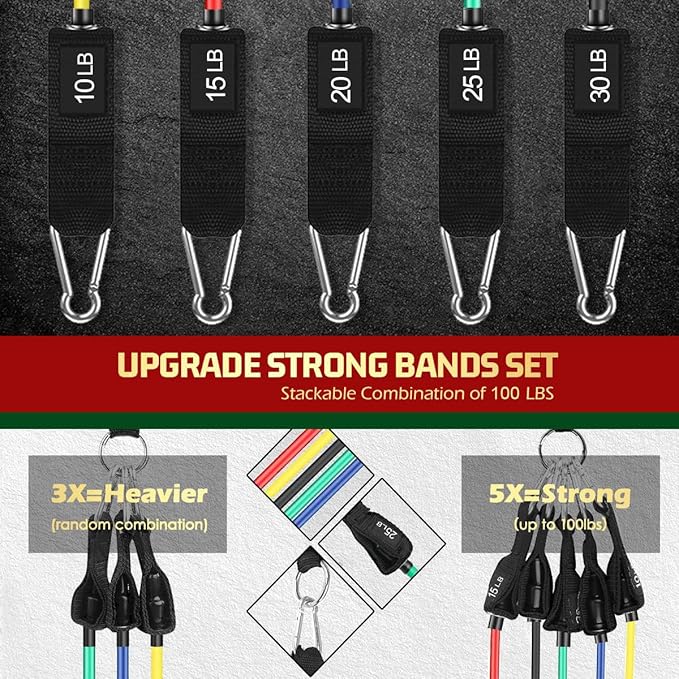 VEICK Resistance Bands, Exercise Bands, Workout Bands, Resistance Bands for Working Out with Handles for Men and Women, Exercising Bands for Fitness Weights Work Out at Home-FlexoryFit