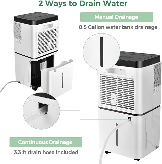 COSTWAY Dehumidifier for Large Room & Basements, 1500 Sq. Ft Portable 30 Pints Dehumidifier with 3 Color LED Light, 3 Modes, 2 Speeds, 12H Timer, Auto or Manual Drainage