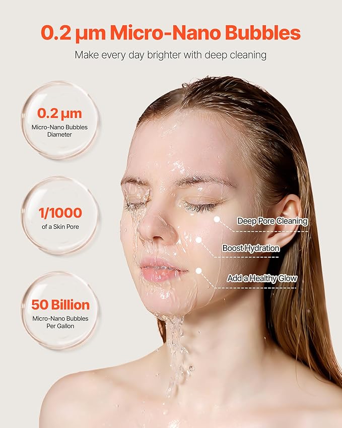 VEVOR Skincare Water Filter, Faucet Mount Water Filters with Micro-Nano Bubble for Skin, Sink Tap Purifier, Removes Chlorine with 1 Filter, for Kitchen and Bathroom Faucets, White + Gold