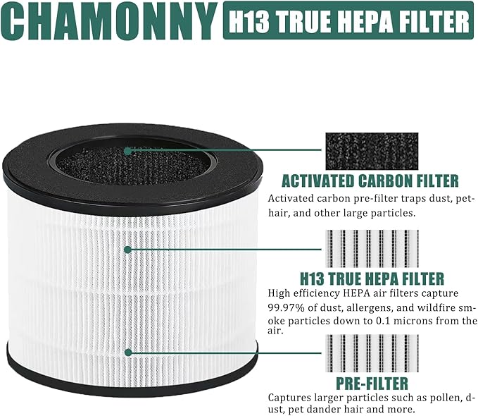 Airmega 100 Filter Replacement, Compatible with Coway Airmega 100 Air Purifier, 3-in-1 H13 True HEPA and Deodorization Filters (Airmega 100 Filter 2Pack)