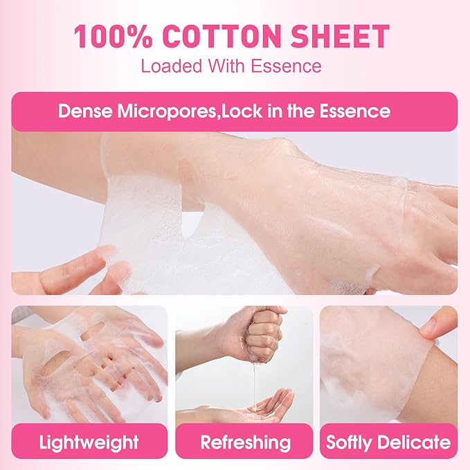 12 Pack Collagen Hydrating Face Masks Skincare, Sheet Face Mask for All Skin Types, Facial Masks Set for Women Skin Care, Face Mask Bulk Spa Gifts for Women-FlexoryFit