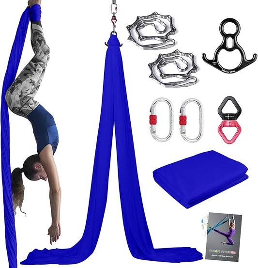 PRIOR FITNESS Aerial Silks Kit Colorful 9/15/20 Yards 40D Nylon Fabric Hammock Set With Hardware & Guide for All Levels Of Aerial Yoga Practice and Acrobatic Flying For Adults Aerial silk-FlexoryFit