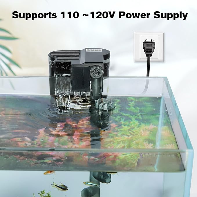 hygger Hang On Back Aquarium Filter, Small Fish Tank Filter Waterfall Filtration System, Adjustable Water Flow with Surface Skimmer, Replaceable Sponge Quiet Hanging Filter for Tank 10~20 Gal