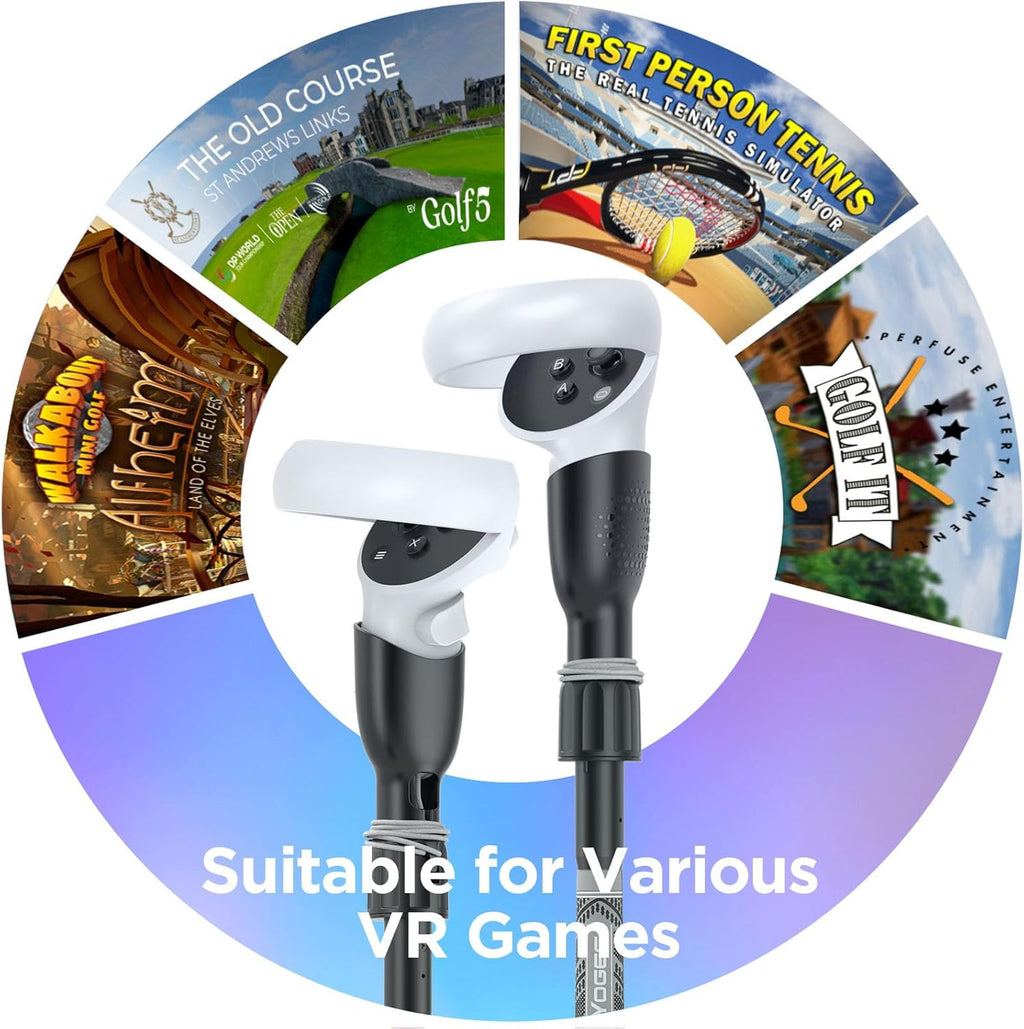 YOGES VR Golf Club Handle Compatible with Oculus-Quest 2-Accessories, Virtual Reality Baseball Controller Attachment, Simulator Real Golf Game Bat Adapter for Golf+, Walkabout Mini Golf, Golf5eclub