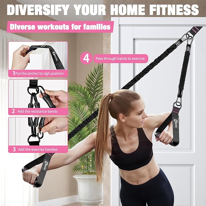 Pull Up Assistance Bands,Up to 300 lbs Assistance,Adjustable Heavy Duty 4 Resistance Bands for Pull up, with Feet/Knee Rest, Handle and Door Anchor for Home Gym Fitness Exercise Strength Training-FlexoryFit