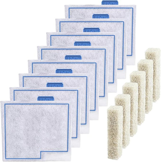 Medium Filter Cartridge Replacement Compatible with Aqueon QuietFlow LED PRO Power Filter Size 10/Power Filter Size 10/E Internal Power Filter Size 20 (8+6 Counts Ammonia Reducer Filter Pads)