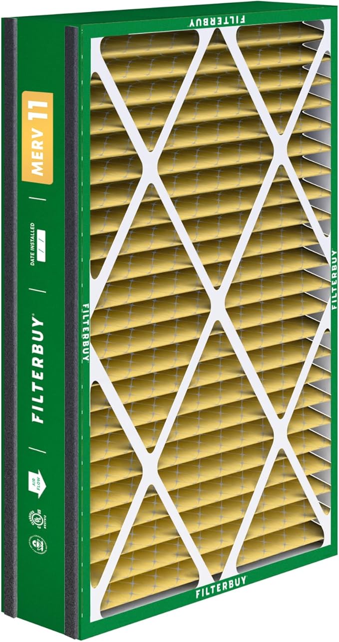 Filterbuy 16x25x5 Air Filter MERV 11 (MPR 1200) Allergen Defense Replacement (2-Pack), Pleated HVAC AC Furnace Filters for Trion Air Bear 255649-105 and More (Actual Size: 15.63 x 24.13 x 4.88)