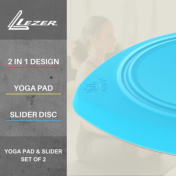 LEZER 2 IN 1 Yoga Knee Pad Slider, Core Gliding Disc, Extra Thick Yoga Mat, Cushion, Wrist Support, Exercise, Home Gym Workout Equipment, Honeycomb Structure, Set of 2-FlexoryFit