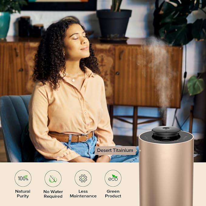 Waterless Essential Oil Diffuser for Home Aromatherapy Scent Diffusers with 1/3/6h Timer Settings or Timer-Off, 3 Mist Levels for Car Room Studio Office, ANX Premium Metal Black 2 Pack