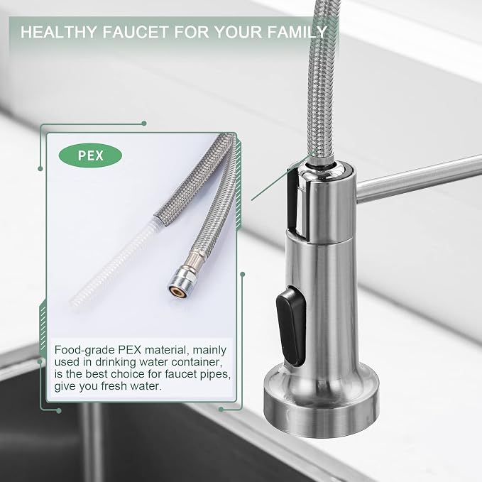WEWE Kitchen Faucets, Brushed Nickel Kitchen Faucet - Image 5