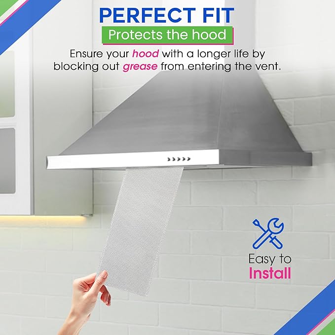 Bagean Stove Hood Vent Filter 5.87” x 16.93” 99010370 Compatible with Broan Range Hood Filter Replacement - Bendable Aluminum Screen for Kitchen Overhead Fan - Blocks Grease & Filters Oven Air (1-Pk)