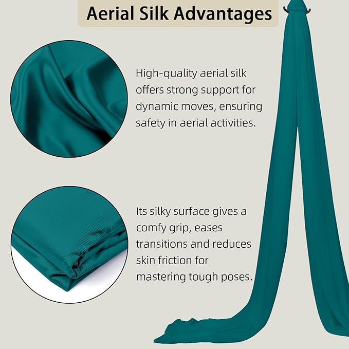 15/25 Yards Aerial Silk Professional Indoor Aerial Yoga Hammock Fabric Outdoor Fitness Silk for Dance, Circus Training, Home Gym-FlexoryFit