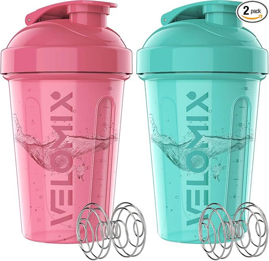 '-2 Pack- 20 oz Protein Shaker Bottles for Protein Mixes - 2x Wire Whisk | Leak Proof Shaker Cups for Protein Shakes and Pre Workout | Protein Shaker Bottle Pack-FlexoryFit