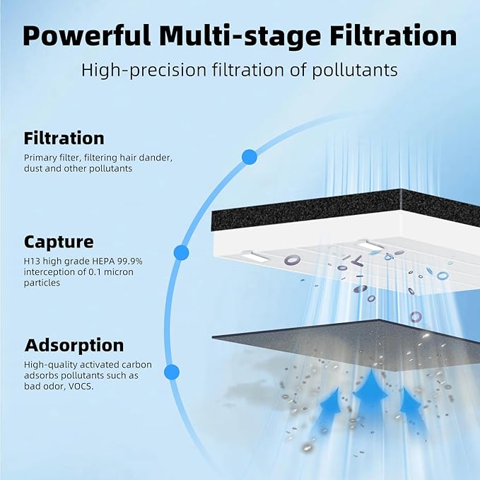 Vital 100 HEPA Filter, Vital 100 Filter Replacement Compatible with LEV.OIT Vital 100-RF with True HEPA High-Efficiency Activated Carbon,1 Pack
