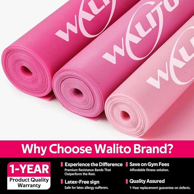 WALITO Resistance Bands for Working Out, Exercise Bands for Women and Men, Workout Bands for Physical Therapy, Stretch, Recovery, Pilates, Rehab, Strength Training and Home Gym-FlexoryFit