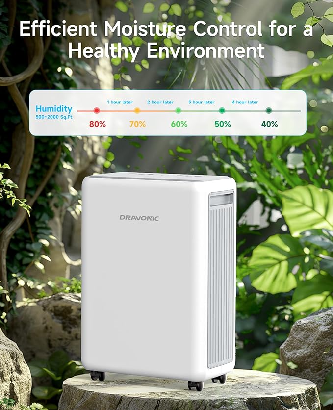 2000 Sq. Ft Dehumidifier for Basement, 30 Pint Dehumidifiers for Home, Bedroom and Bathroom, 3 Modes Dehumidifier with Drain Hose, Smart Humidity Control, 24H Timer (White)