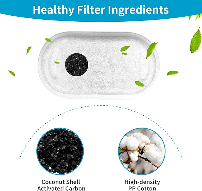 Cat Water Fountain Filters for 108/3.2L& 67oz/2L Stainless Steel Cat Fountain-Pet Water Dispenser, Replacement Filters for Pet Drinking Fountain(8 Filters&8 Sponges)