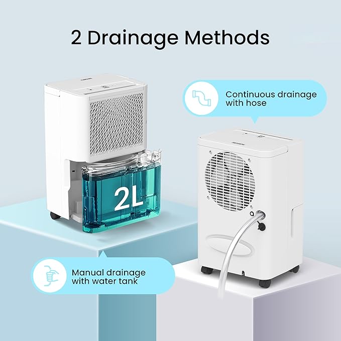 HUMSURE 1500 Sq. Ft 30 Pints Dehumidifier Equipped With Drainage Hose, Automatic Defrosting, for Basement, Home, Bathroom, Bedroom,24-Hour Timer Function