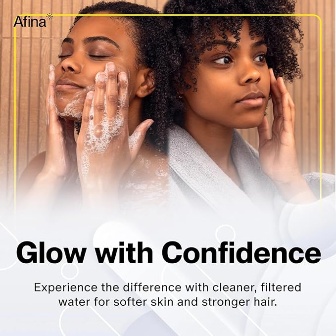 Afina Shower Filter - Shower Head Filter for Hard Water | High Pressure Shower Water Filter - Improves Skin & Hair by Removing Chlorine & Heavy Metals, Transform Your Shower Head with Filters (Black)